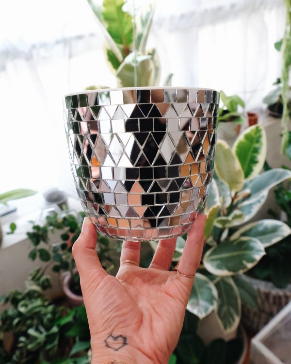 Disco mirror ball planter