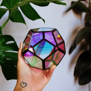 Holographic succulent terrarium candle holder