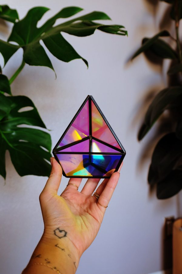 Holographic succulent terrarium candle holder