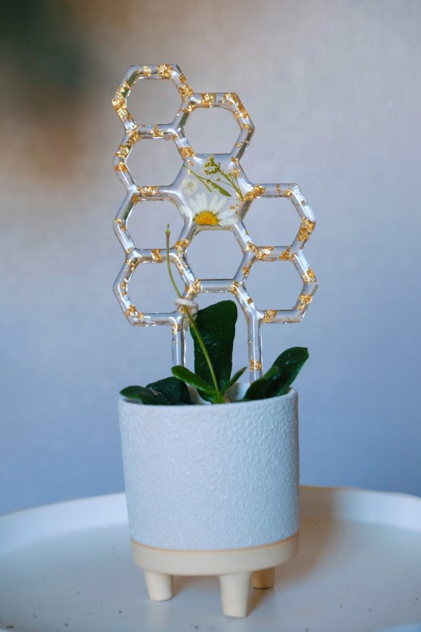 Dried flower resin honeycomb plant trellis