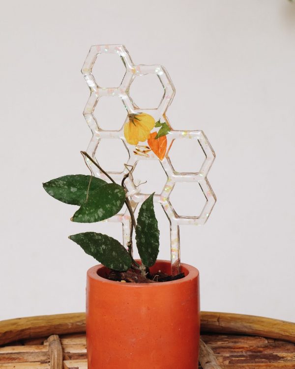 Dried flower resin honeycomb plant trellis