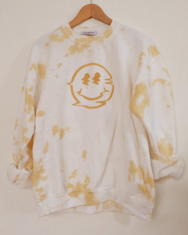 Tie dye trippy smile crewneck sweater