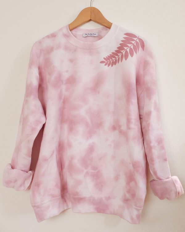 Tie dye simple leaf crewneck sweater