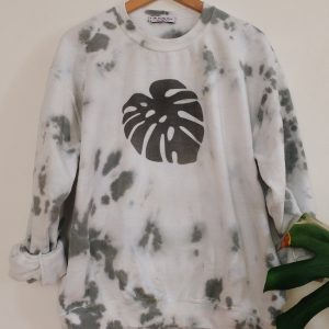 Tie dye monstera crewneck sweater