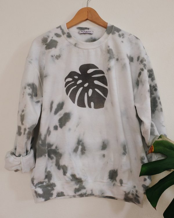 Tie dye monstera crewneck sweater