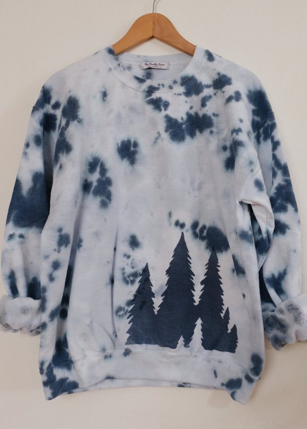 Tie dye forest trees crewneck sweater