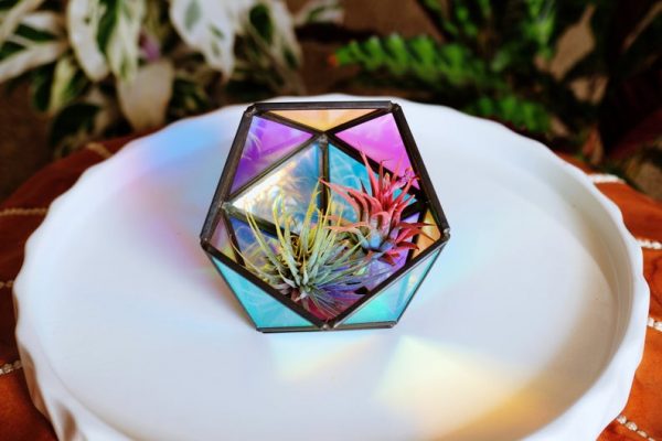 Holographic succulent terrarium candle holder