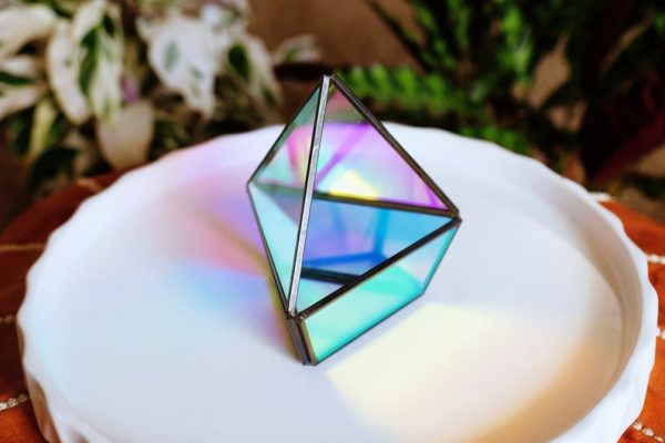 Holographic succulent terrarium candle holder