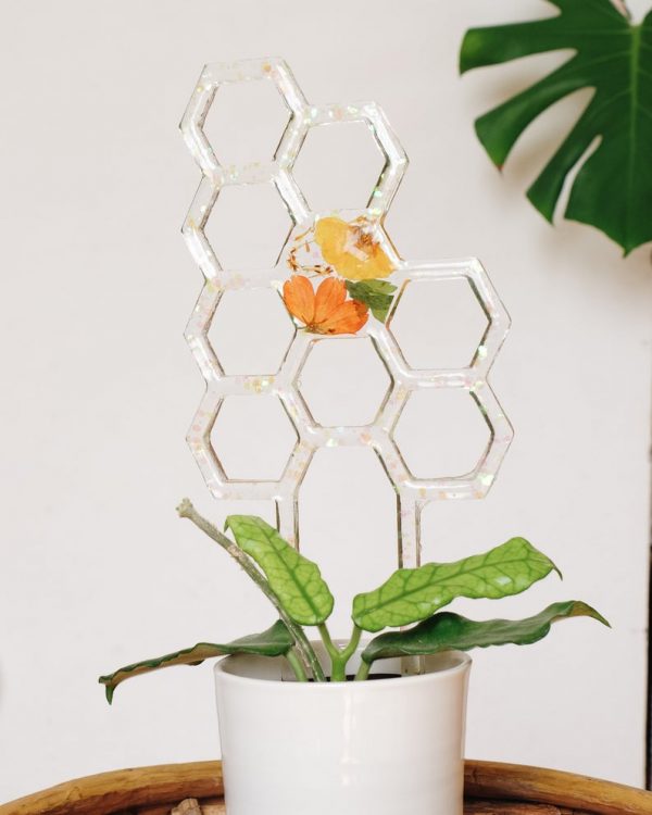 Dried flower resin honeycomb plant trellis