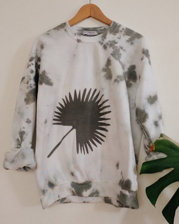 Tie dye palm frond crewneck sweater