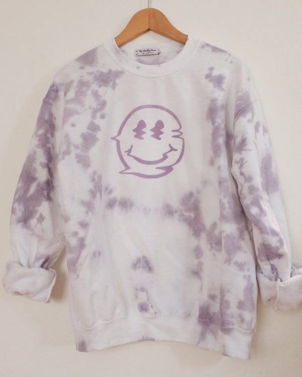 Tie dye trippy smile crewneck sweater