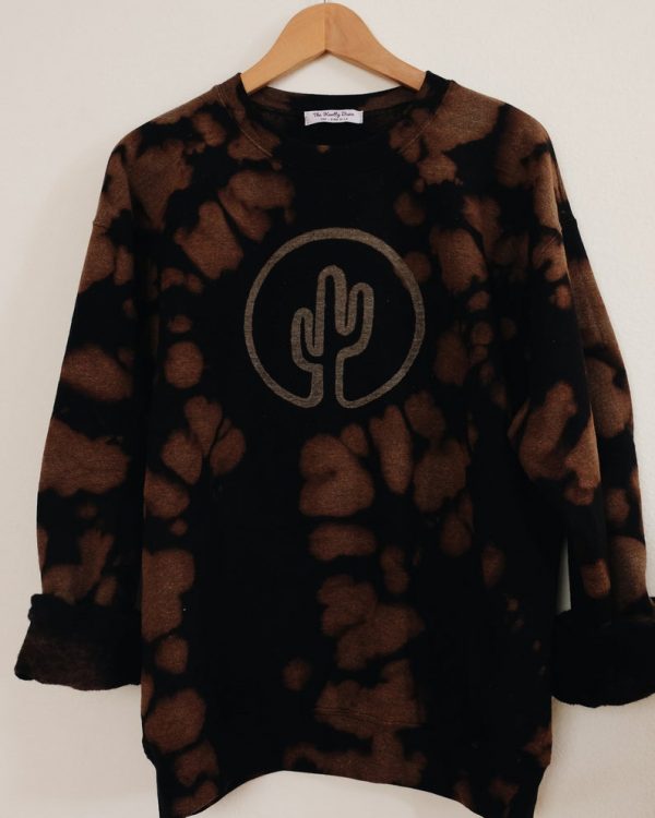 Tie dye saguaro cactus crewneck sweater