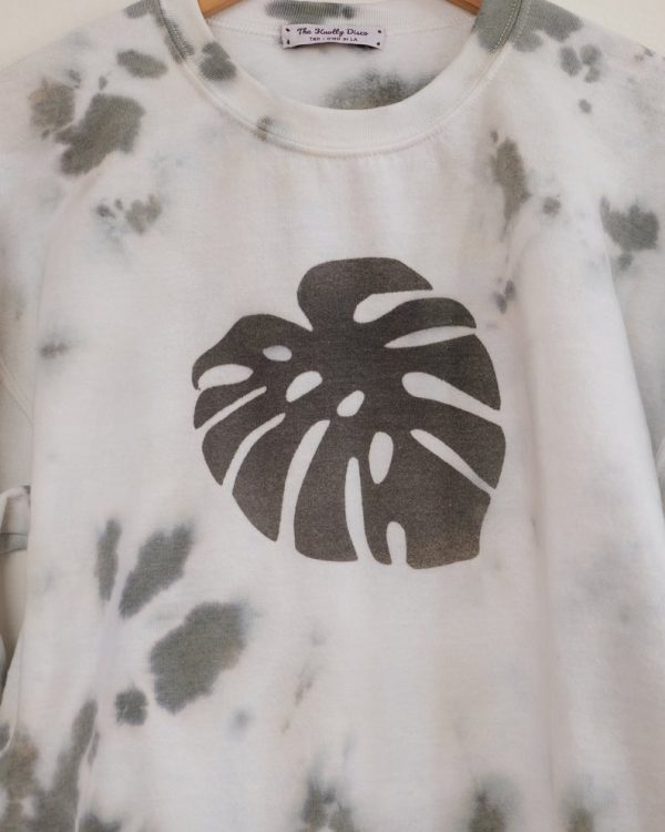 Tie dye monstera crewneck sweater