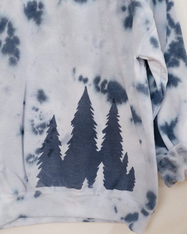 Tie dye forest trees crewneck sweater