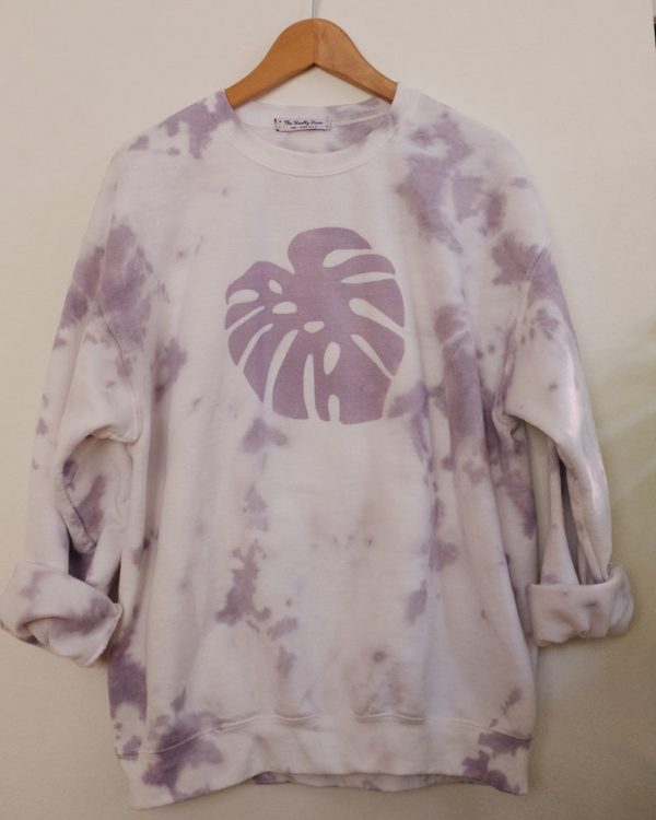 Tie dye monstera crewneck sweater