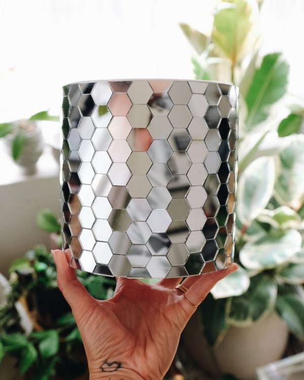 Disco honeycomb mirrored planter