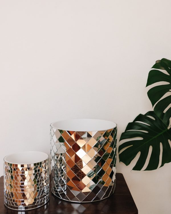 Disco mirrored planter